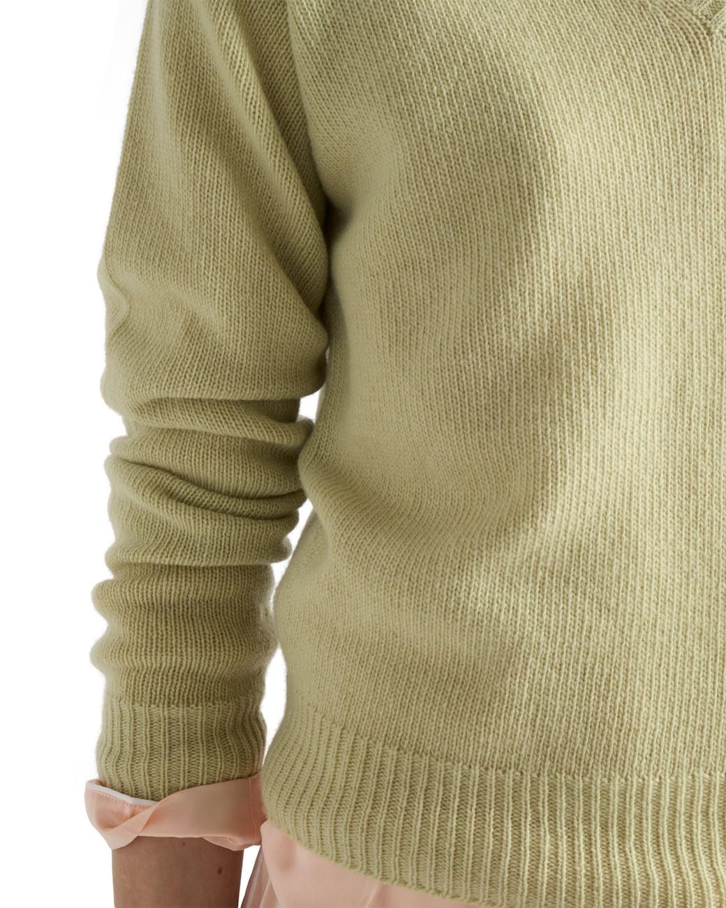 Prada Green Wool And Cashmere V-Neck Sweater