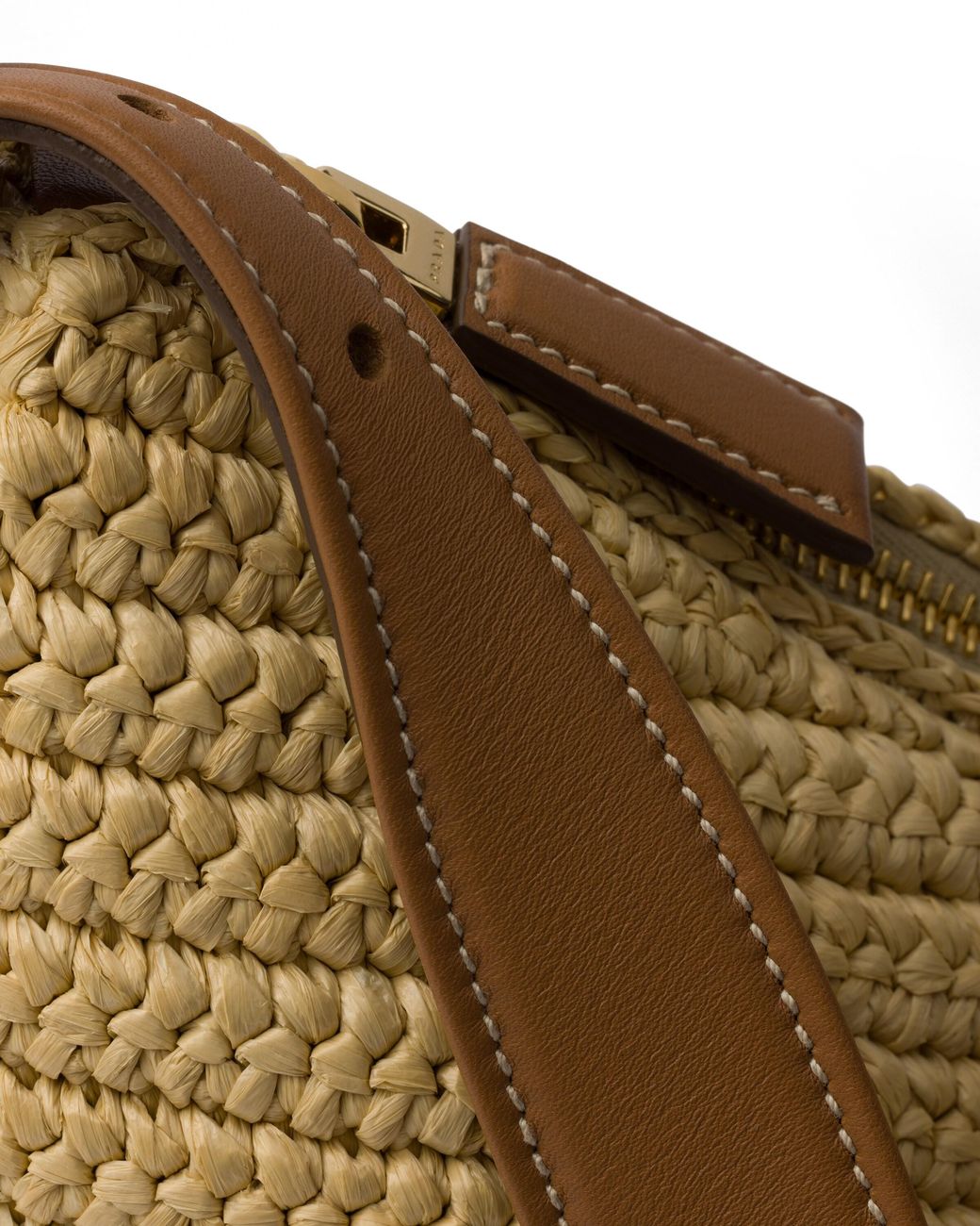 Prada Natural Aimée Large Crochet And Leather Bag