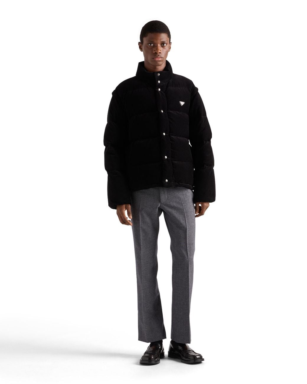 Prada Black Medium-Weight Corduroy Down Jacket for men