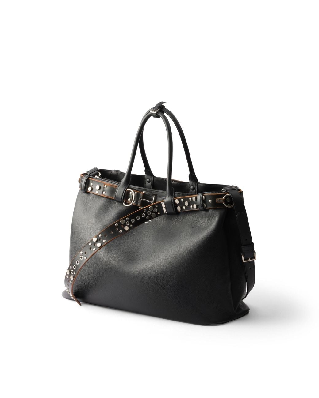 Prada Buckle Tasche Aus Leder Mit Nietenbesetztem Gürtel, Herren in Black für Herren