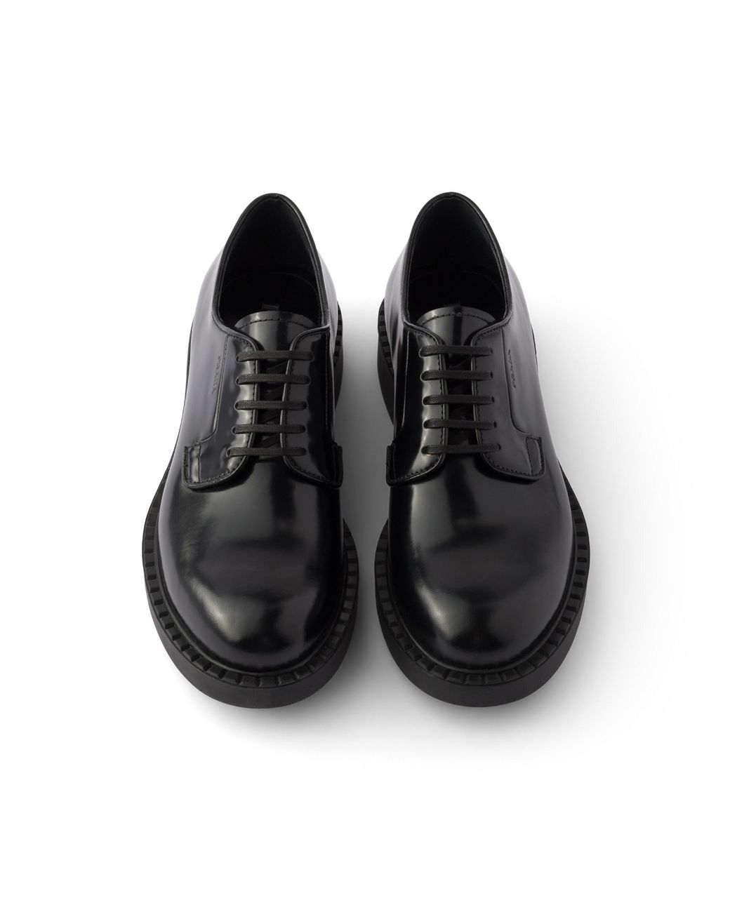 Prada Black Chocolate Brushed Leather Derby Shoes for men