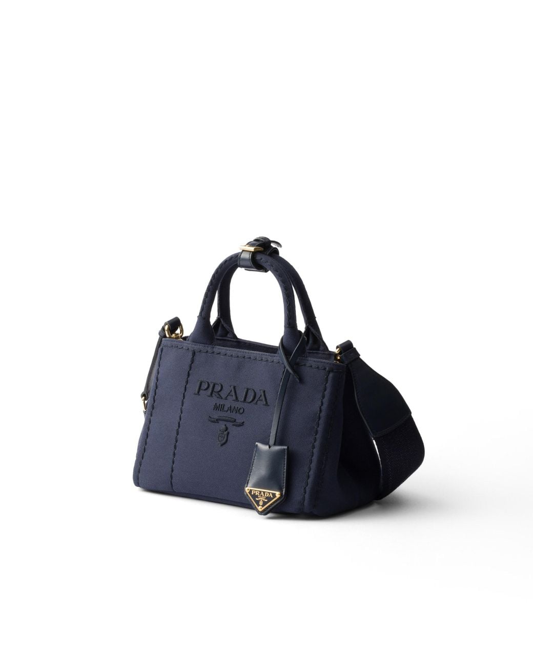 Prada Blue Jardinière Mini Cotton Canvas Handbag