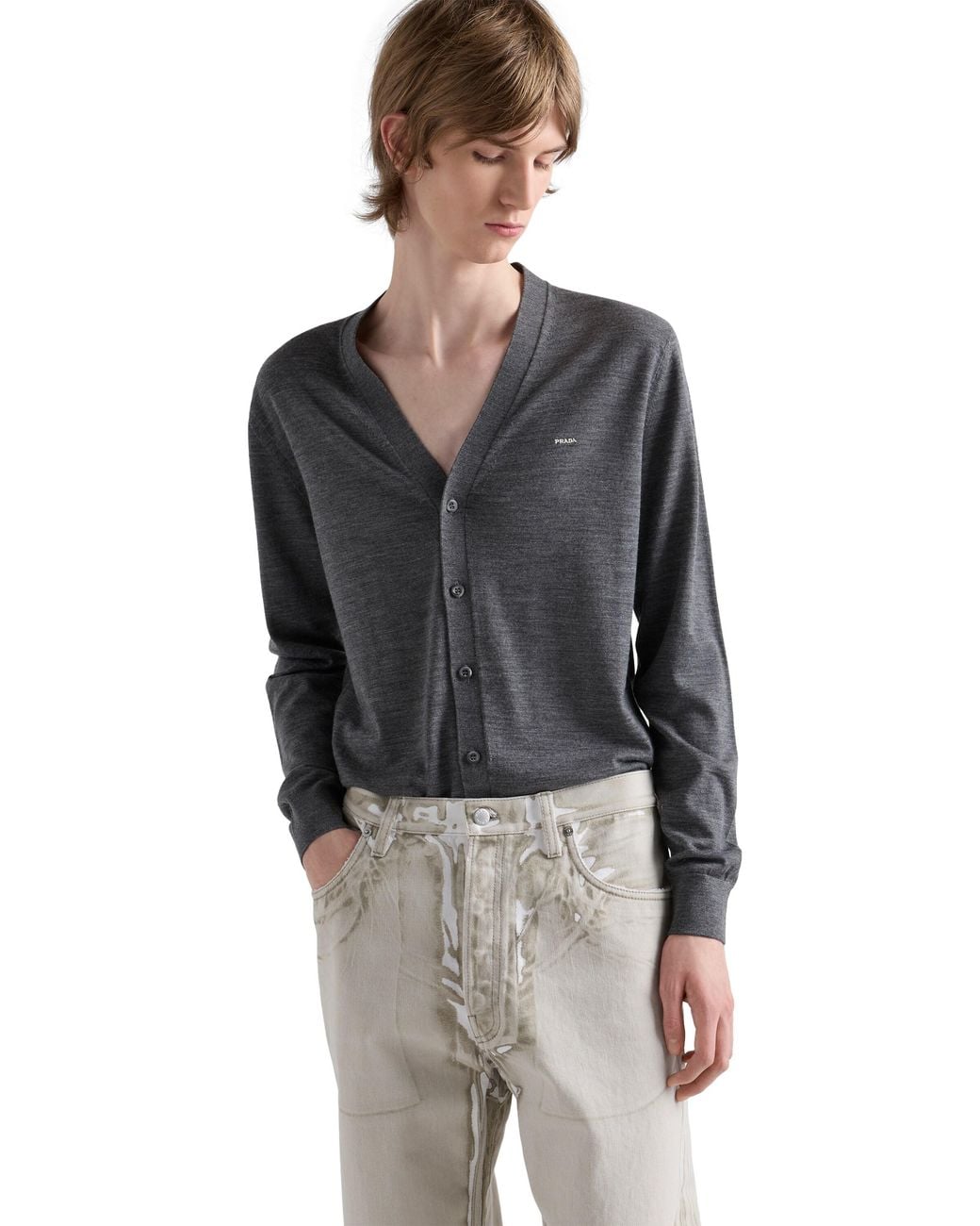 Prada Blue Superfine Wool Cardigan for men