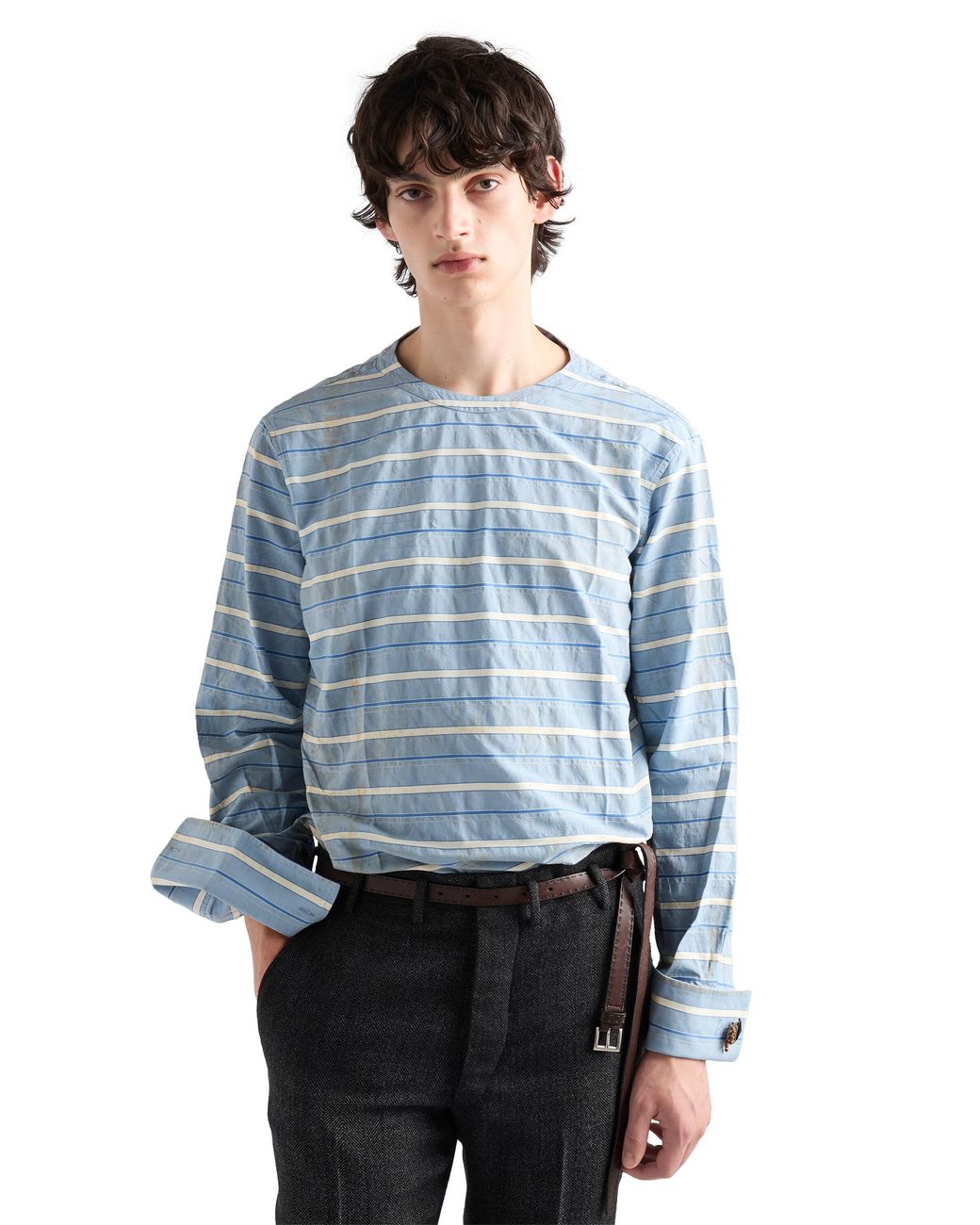 Prada Blue Cotton Shirt for men