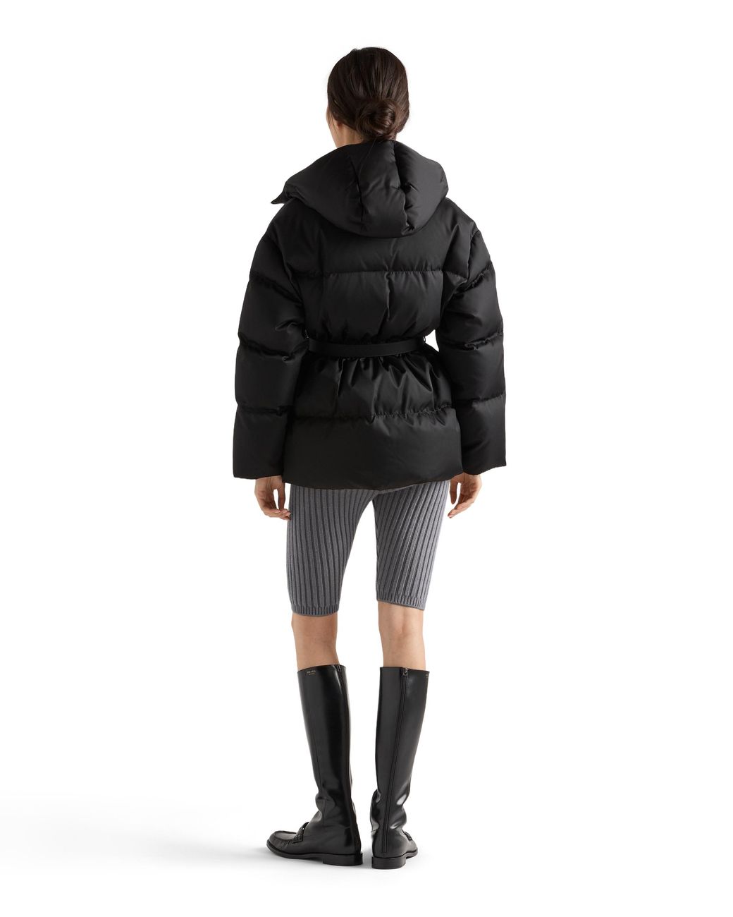 Prada Black Re-Nylon Hooded Down Jacket