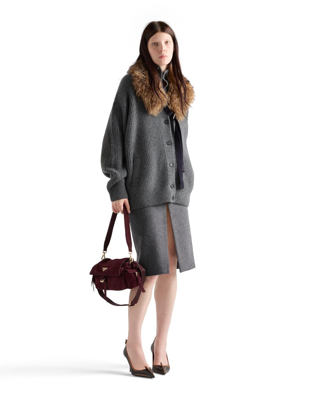 Prada Gray Cashmere Cardigan