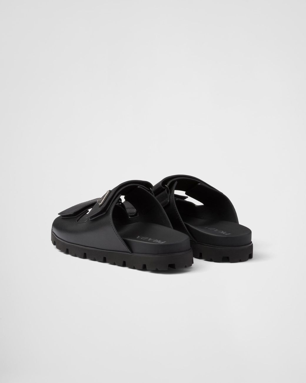 Prada Leather Strap Sandals, Size 5 in Black for Men | Lyst