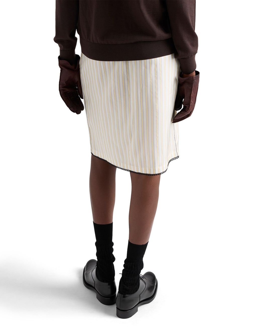 Prada White Striped Skirt With Appliqué