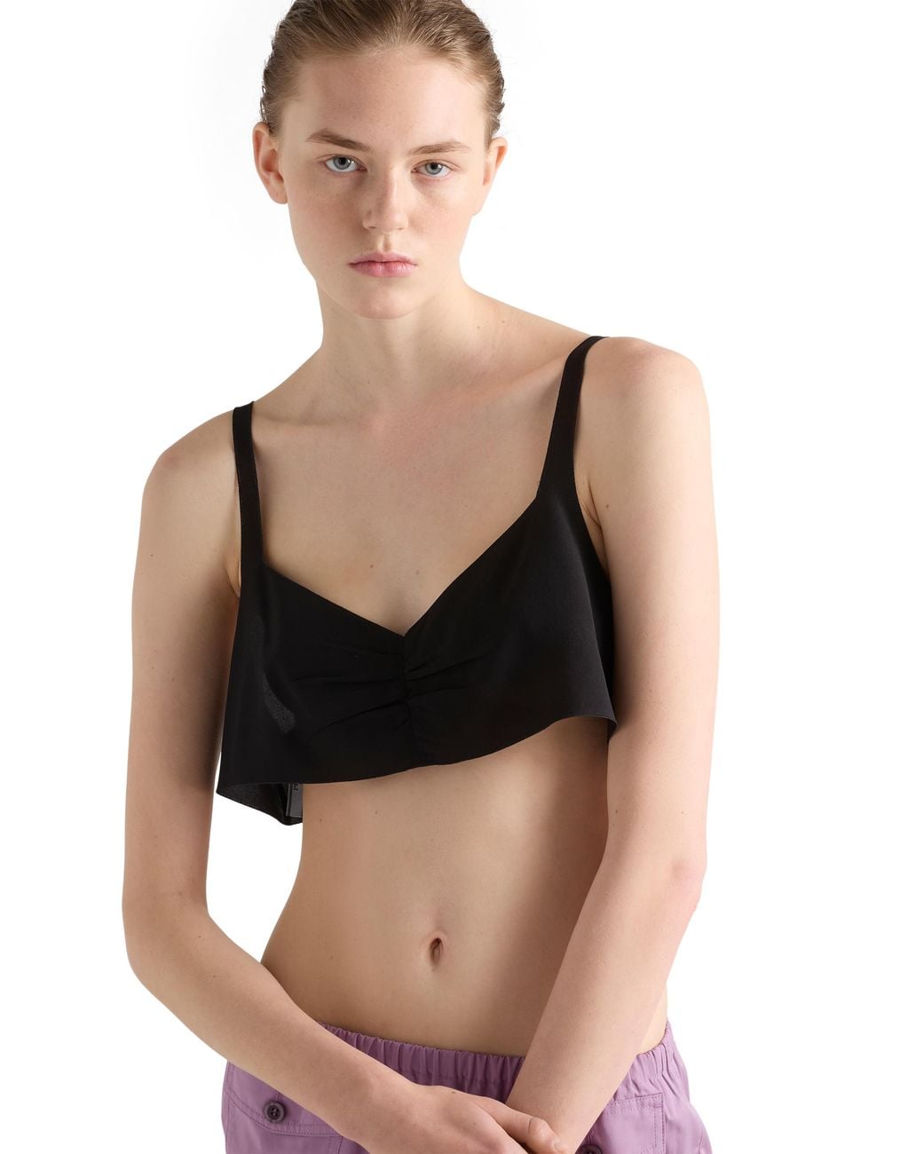 Prada Black Crepe De Chine Top