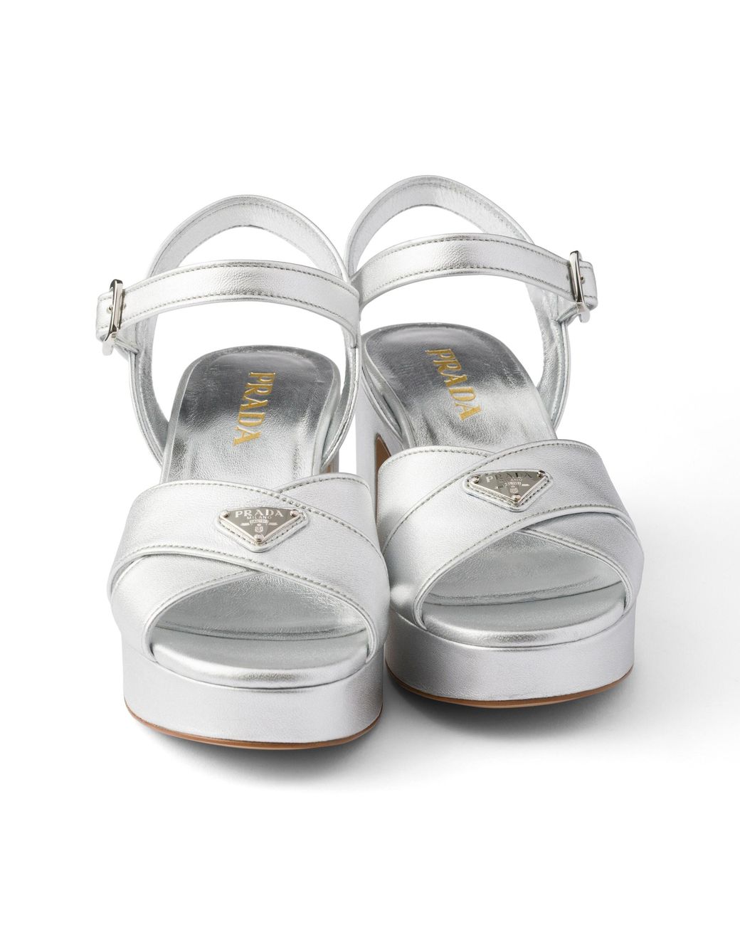 Prada White Nappa Leather Platform Sandals
