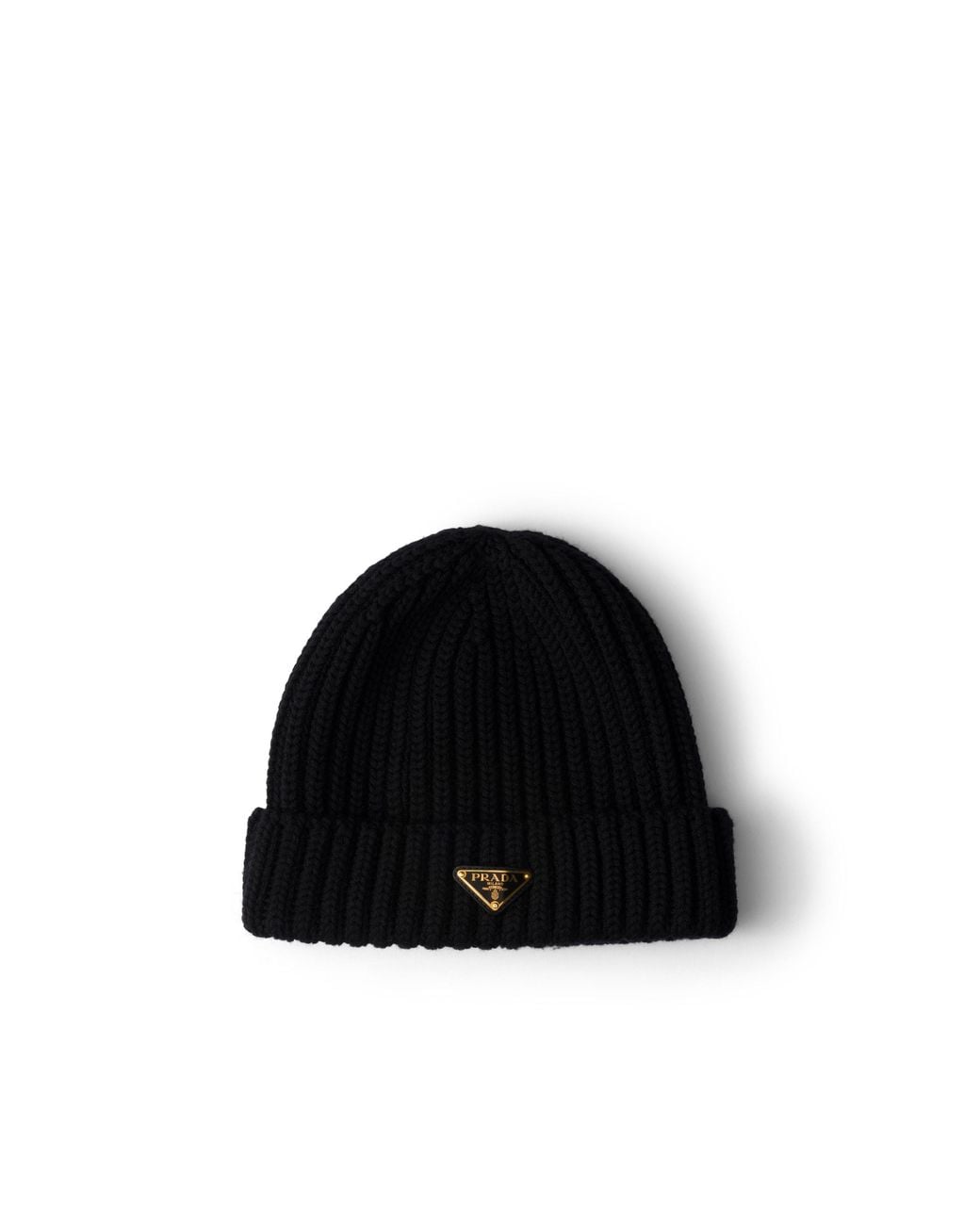 Berretto A Coste Con Logo di Prada in Black