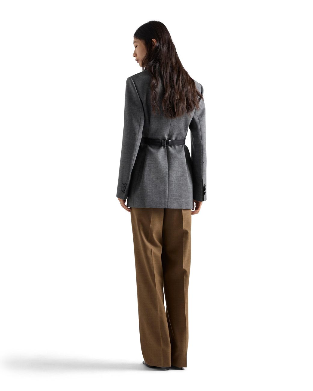 Prada Gray Single-Breasted Mélange Hopsack Jacket