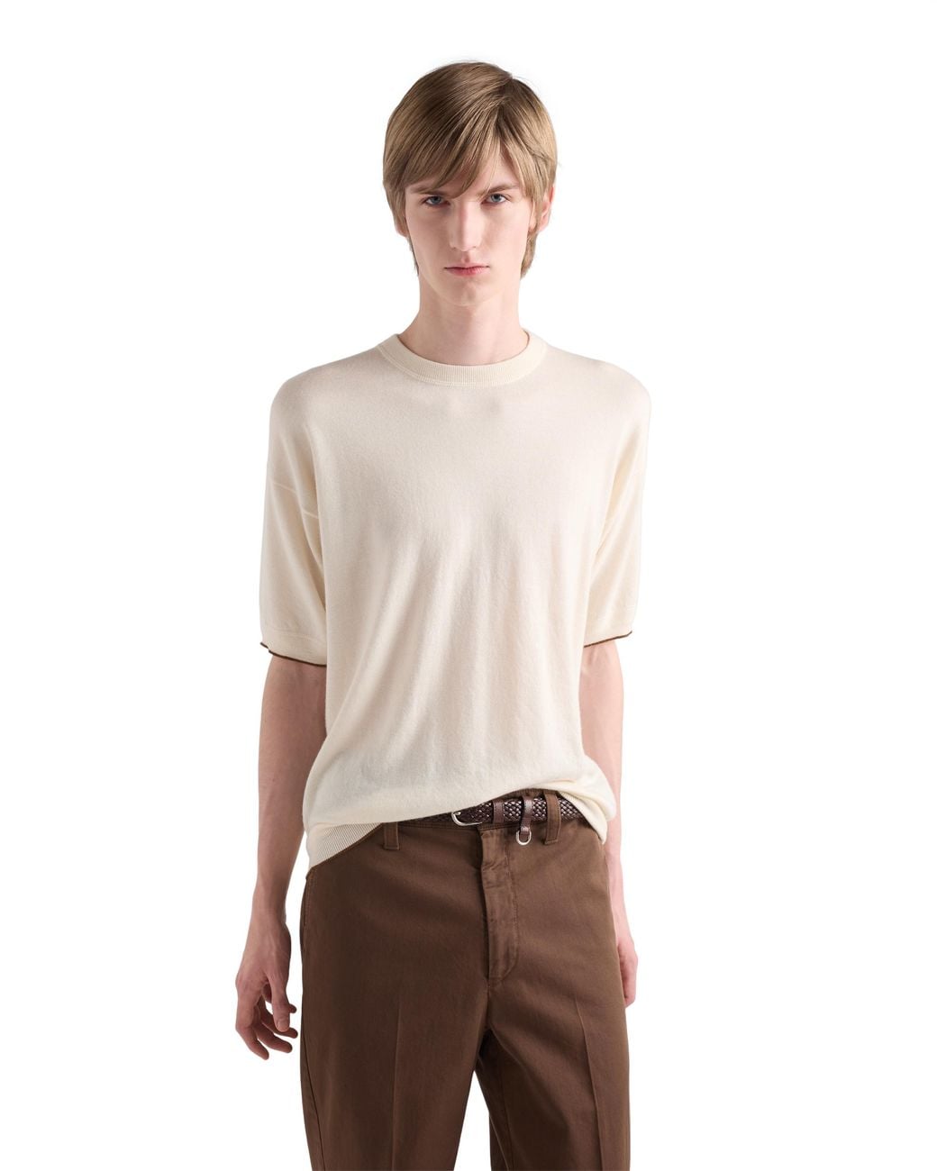 Prada White Cashmere Crew-Neck Sweater, Natural for men