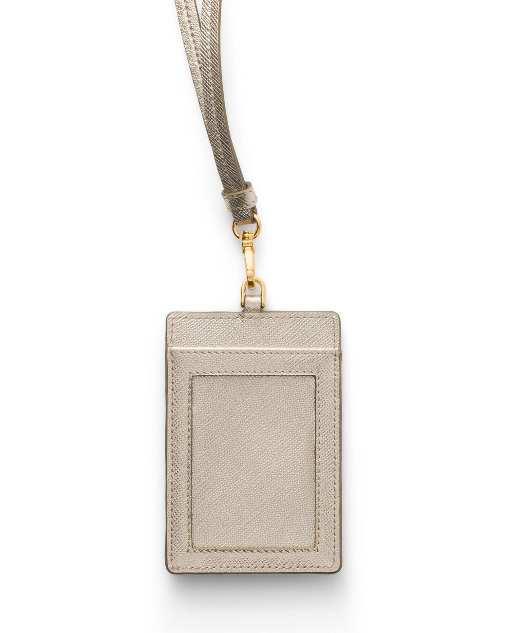 Prada White Saffiano Leather Badge Holder