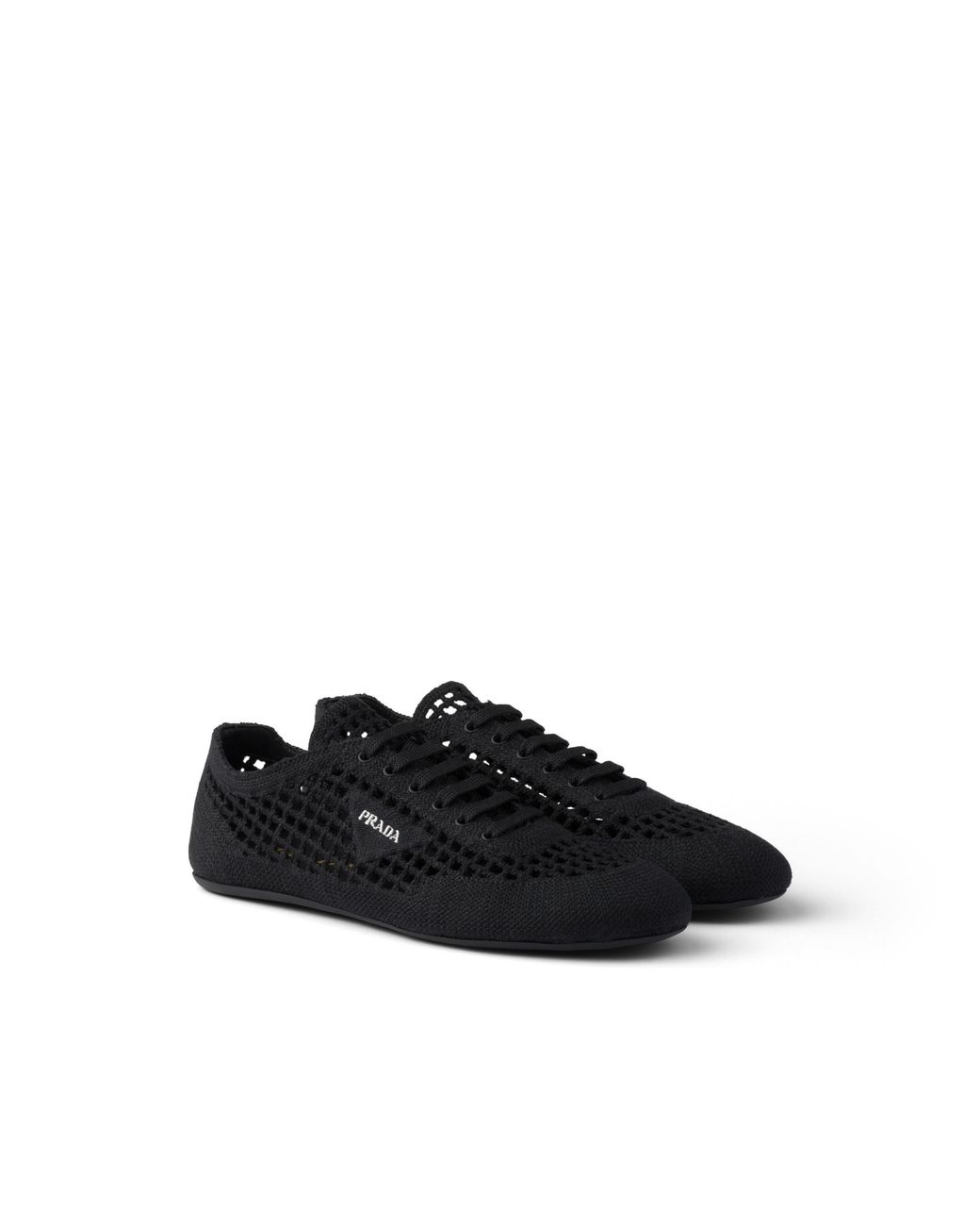 Prada Black Collapse Crochet Laced Sneakers