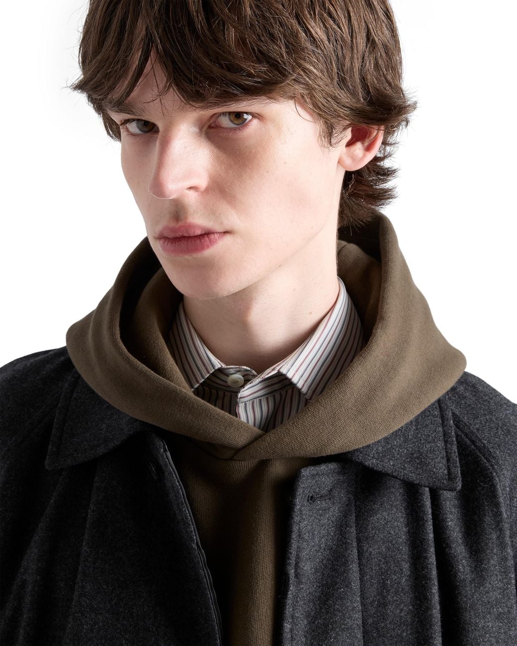 Prada Brown Cotton Fleece Hoodie for men