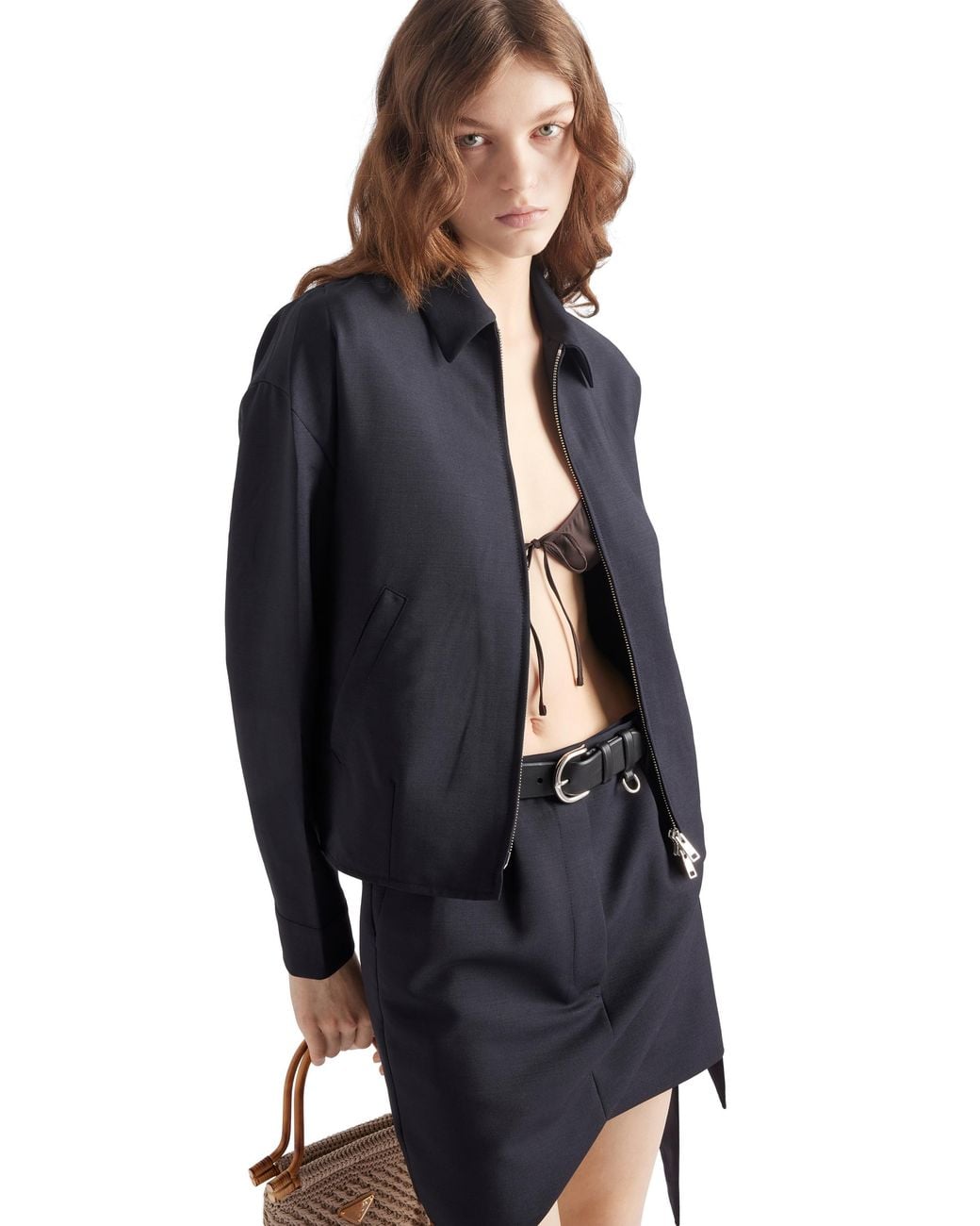 Prada Blue Kid Mohair Blouson Jacket