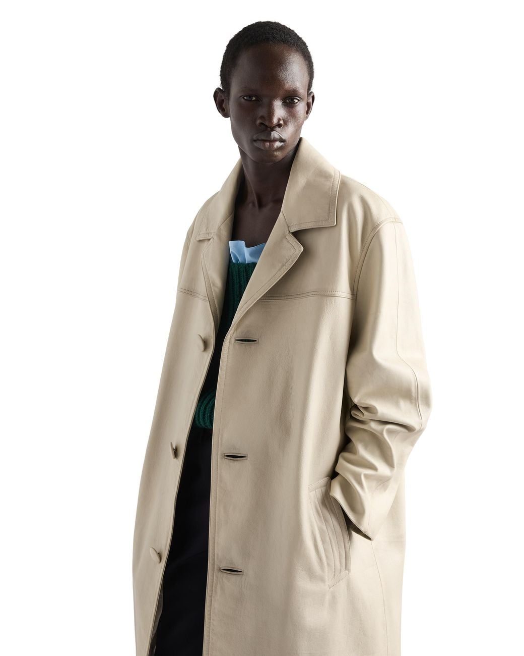 Prada Natural Leather Coat, Ivory for men