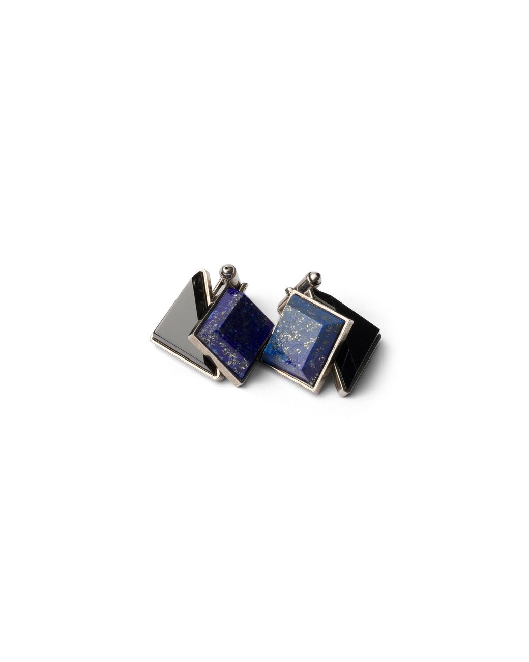 Prada Blue Metal And Semi-Precious Stone Cufflinks, Lapis/Onyx for men