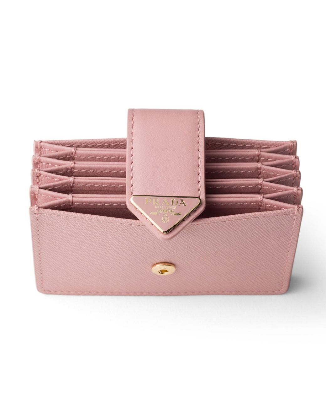 Prada Pink Saffiano And Smooth Leather Card Holder