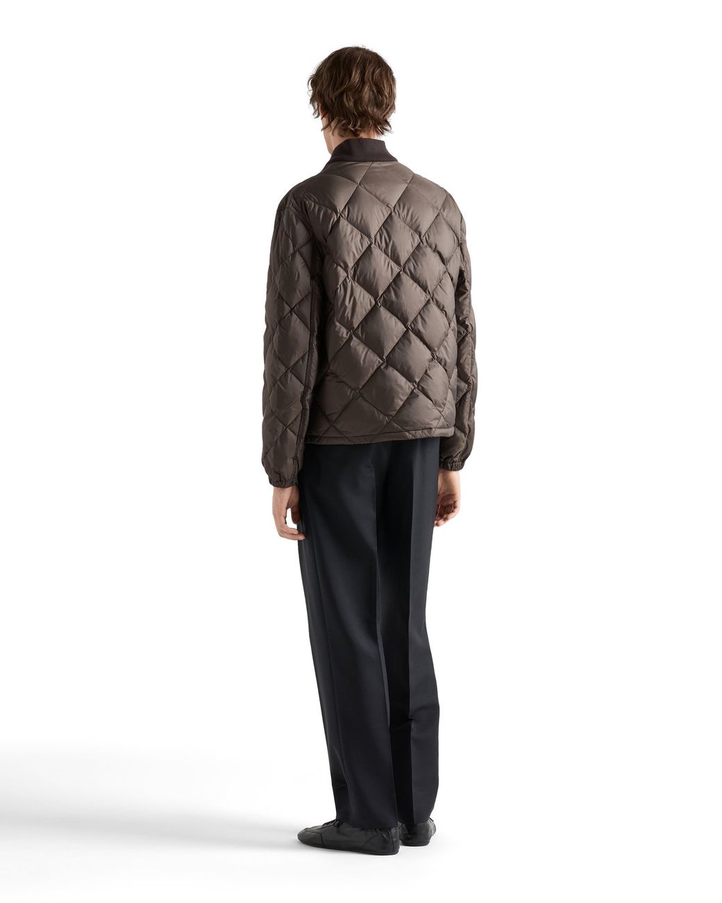 Prada Brown Short Technical Fabric Down Jacket for men