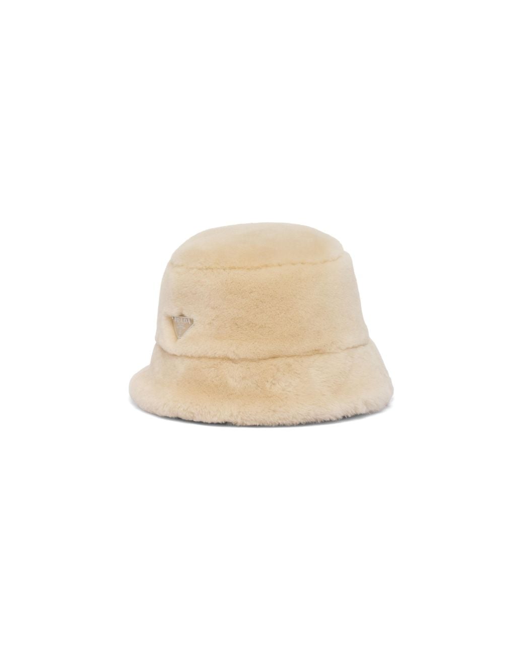Prada White Shearling Bucket Hat