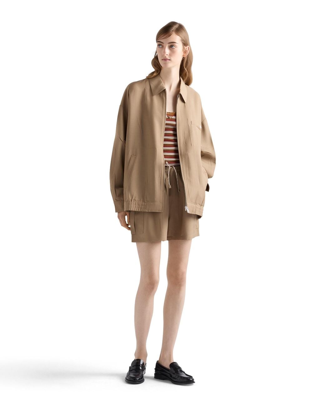 Prada Brown Striped Cotton Top
