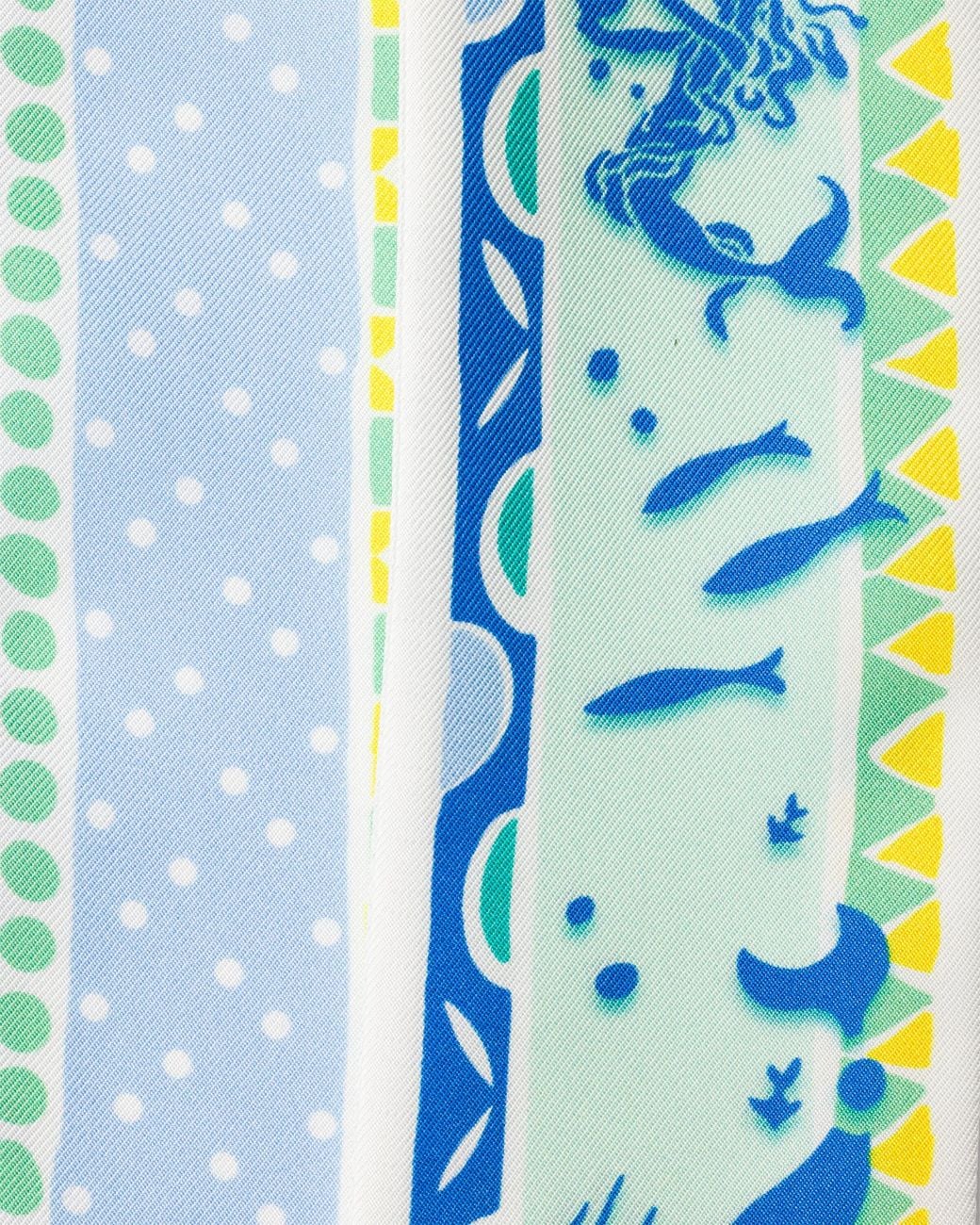 Prada Blue Printed Silk Twill Skinny Scarf, Astral/Aquamarine