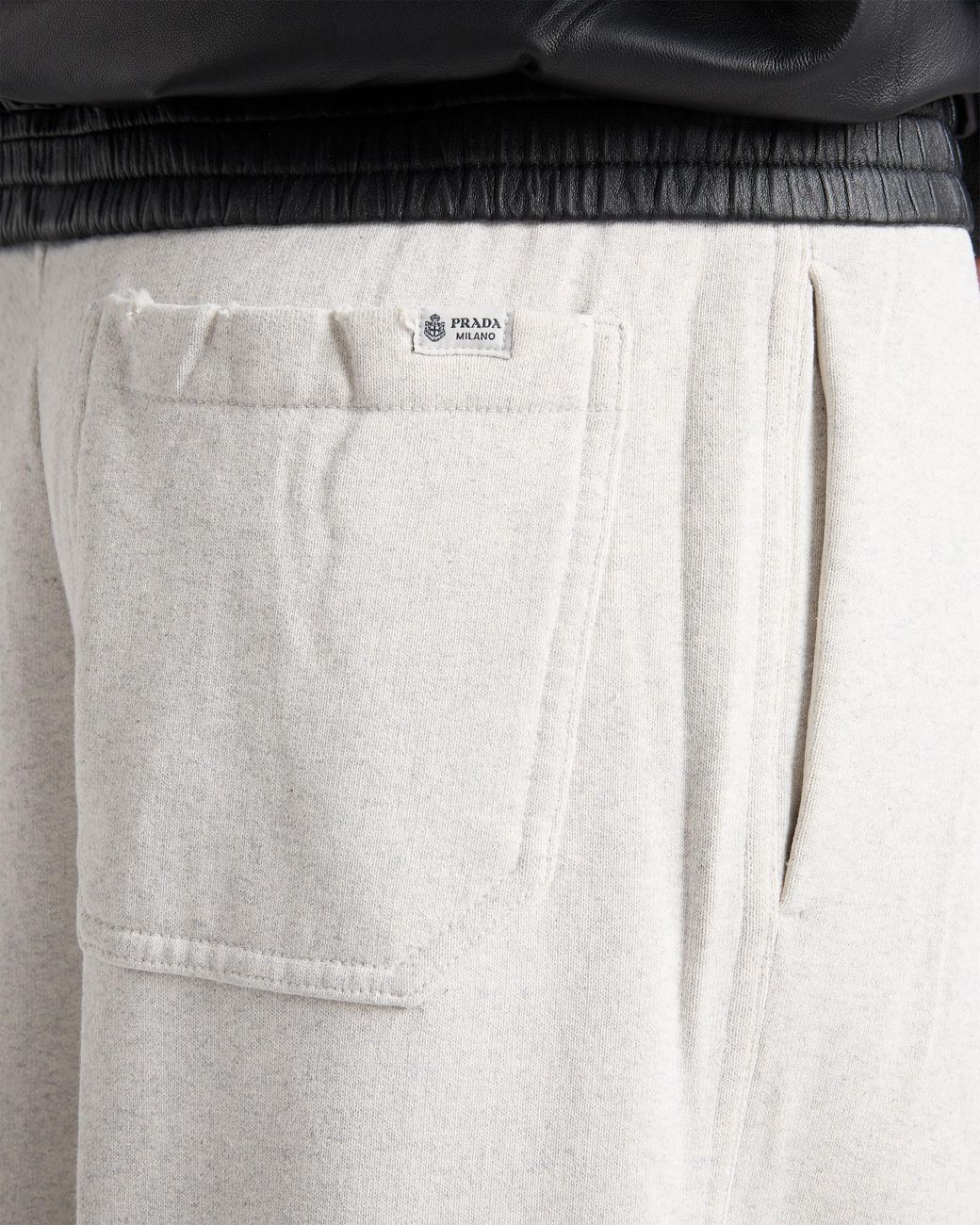 Prada White Cotton Fleece Pants, Marble