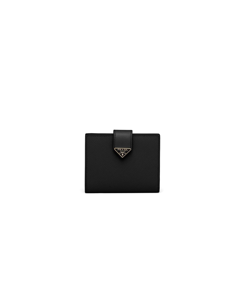 Prada Black Small Saffiano And Smooth Leather Wallet