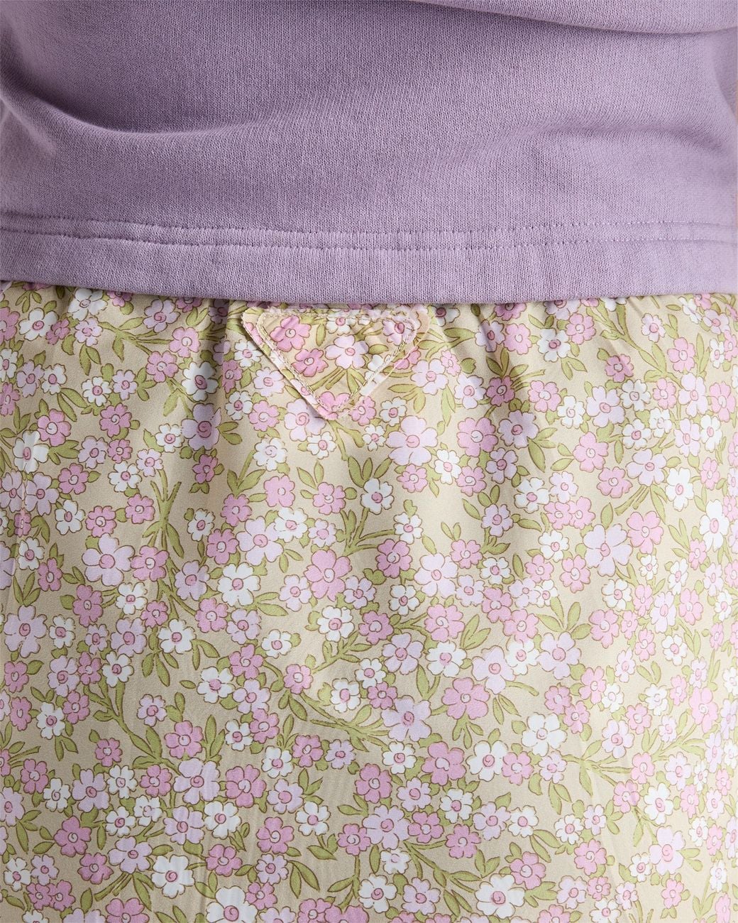 Prada Natural Floral Print Re-Nylon Midi-Skirt, Alabaster