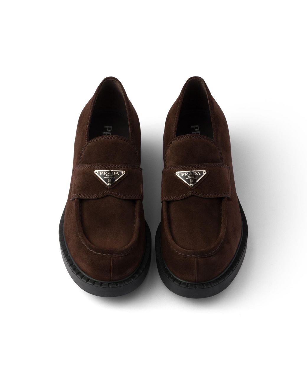 Prada Brown Chocolate Suede Loafers, Dark for men