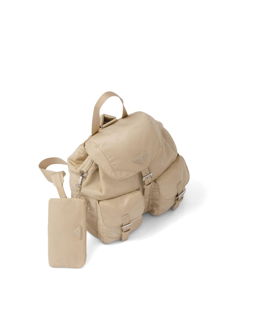 Prada Natural Medium Re-Nylon Backpack With Pouch