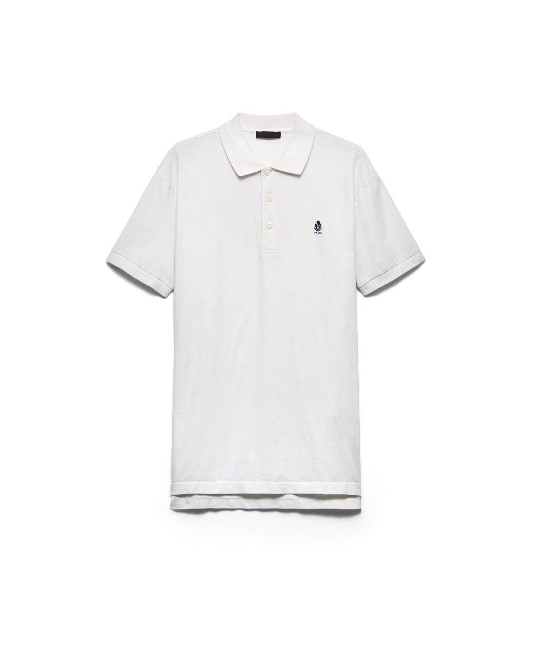 Prada White Garment-Dyed Cotton Polo Shirt for men