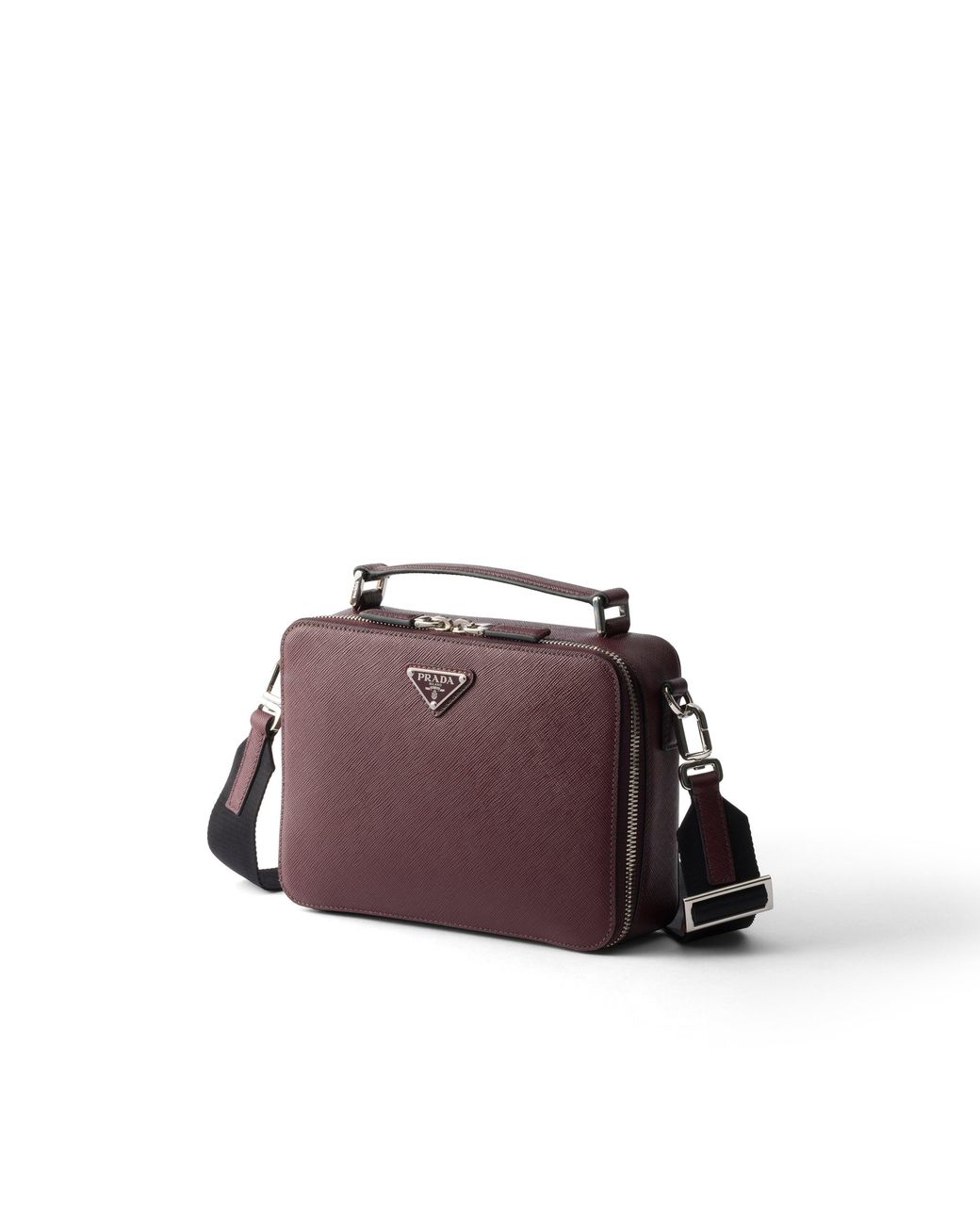 Prada Black Brique Medium Saffiano Leather Bag for men