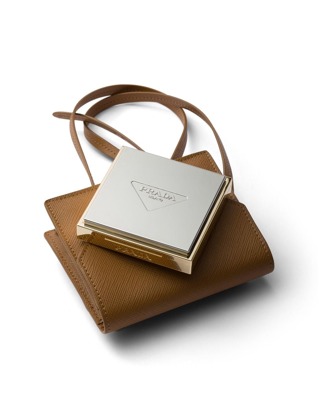 Prada Brown Saffiano Mini Pouch