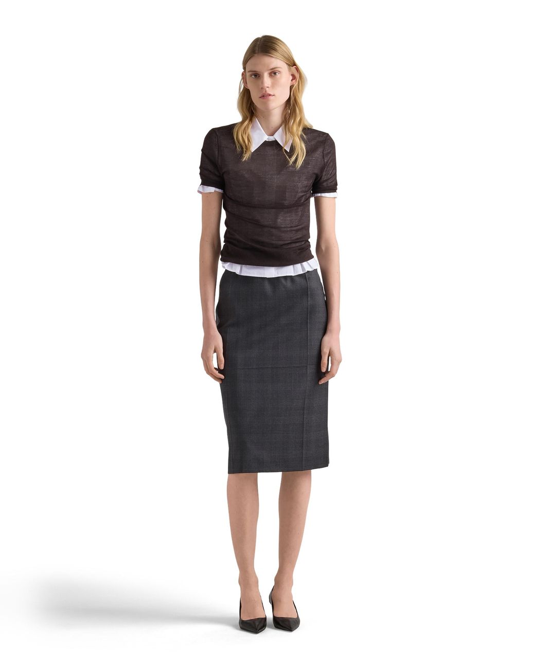 Prada White Short-Sleeved Poplin Shirt