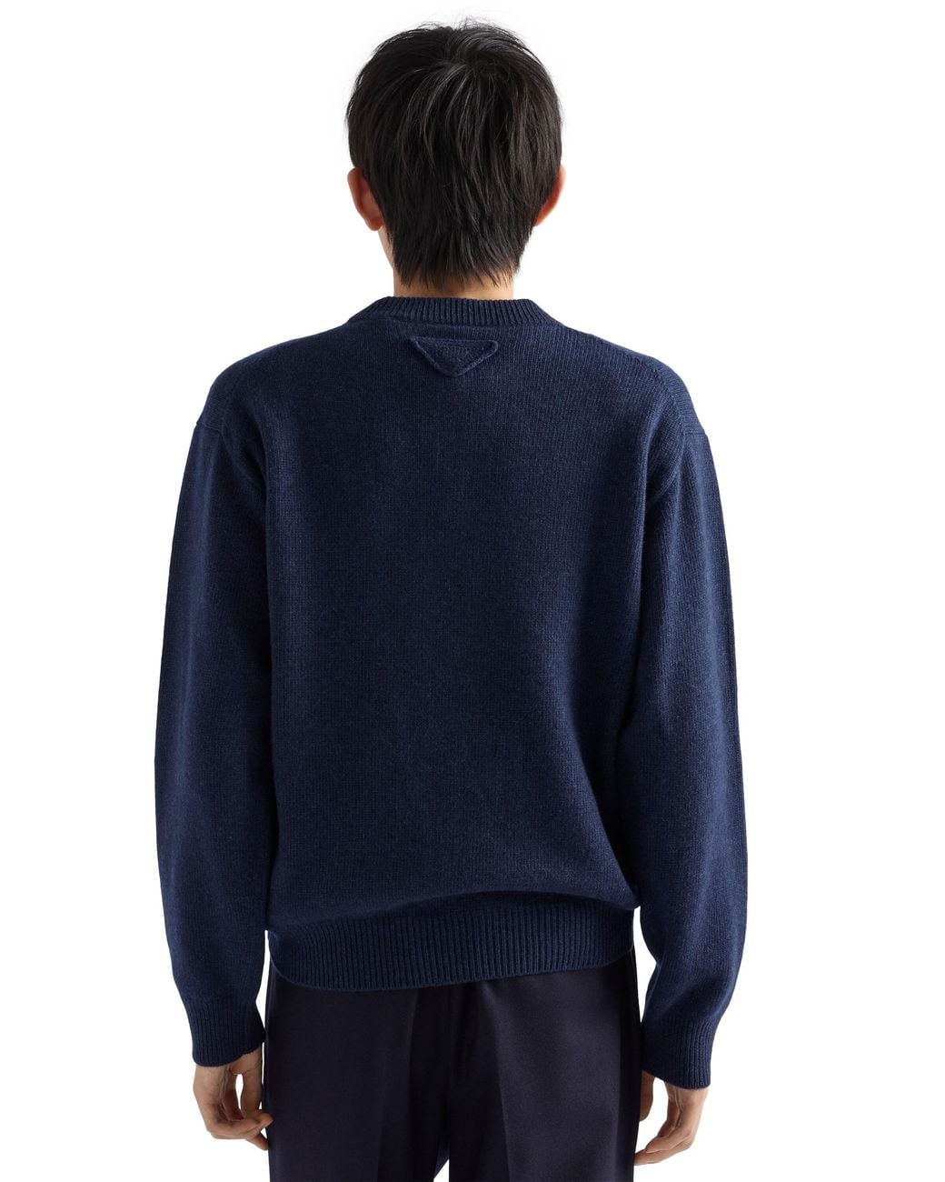 Prada Blue Re-Cashmere Crew-Neck Sweater for men