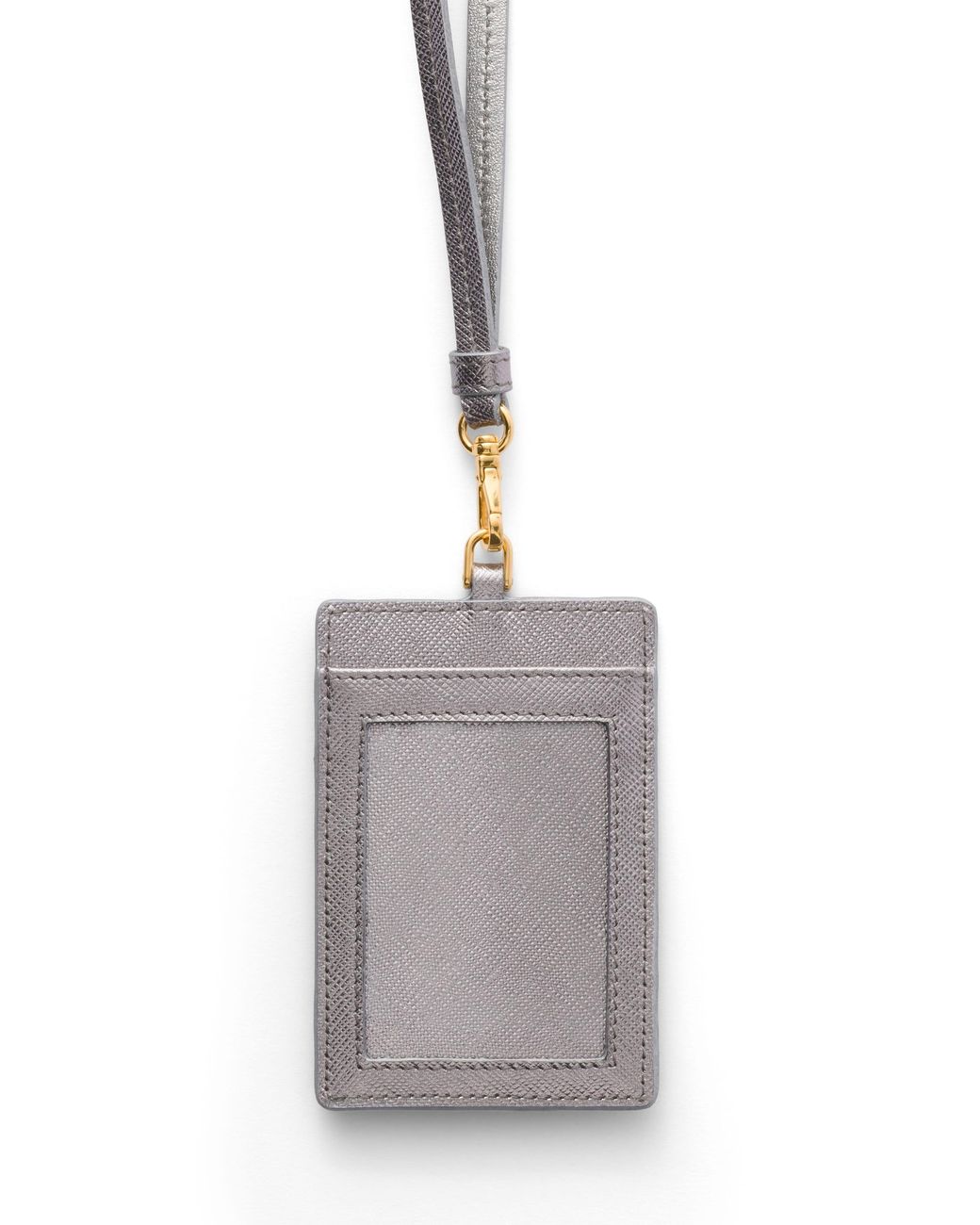 Prada White Saffiano Leather Badge Holder