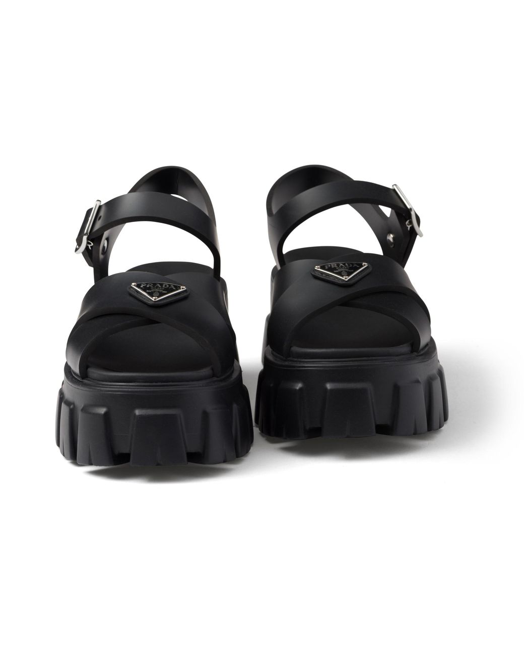 Prada Black Plateausandalen Monolith