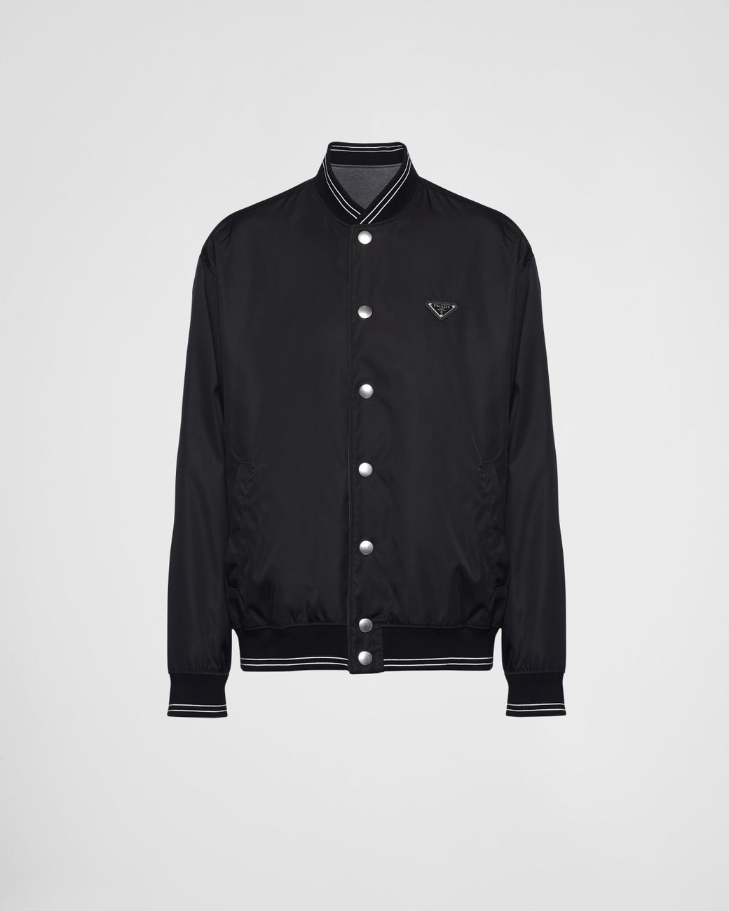 Prada Reversible Re-nylon And Cotton Fleece Bomber Jacket in Prada Reversible Re-nylon And Cotton Fleece Bomber Jacket in