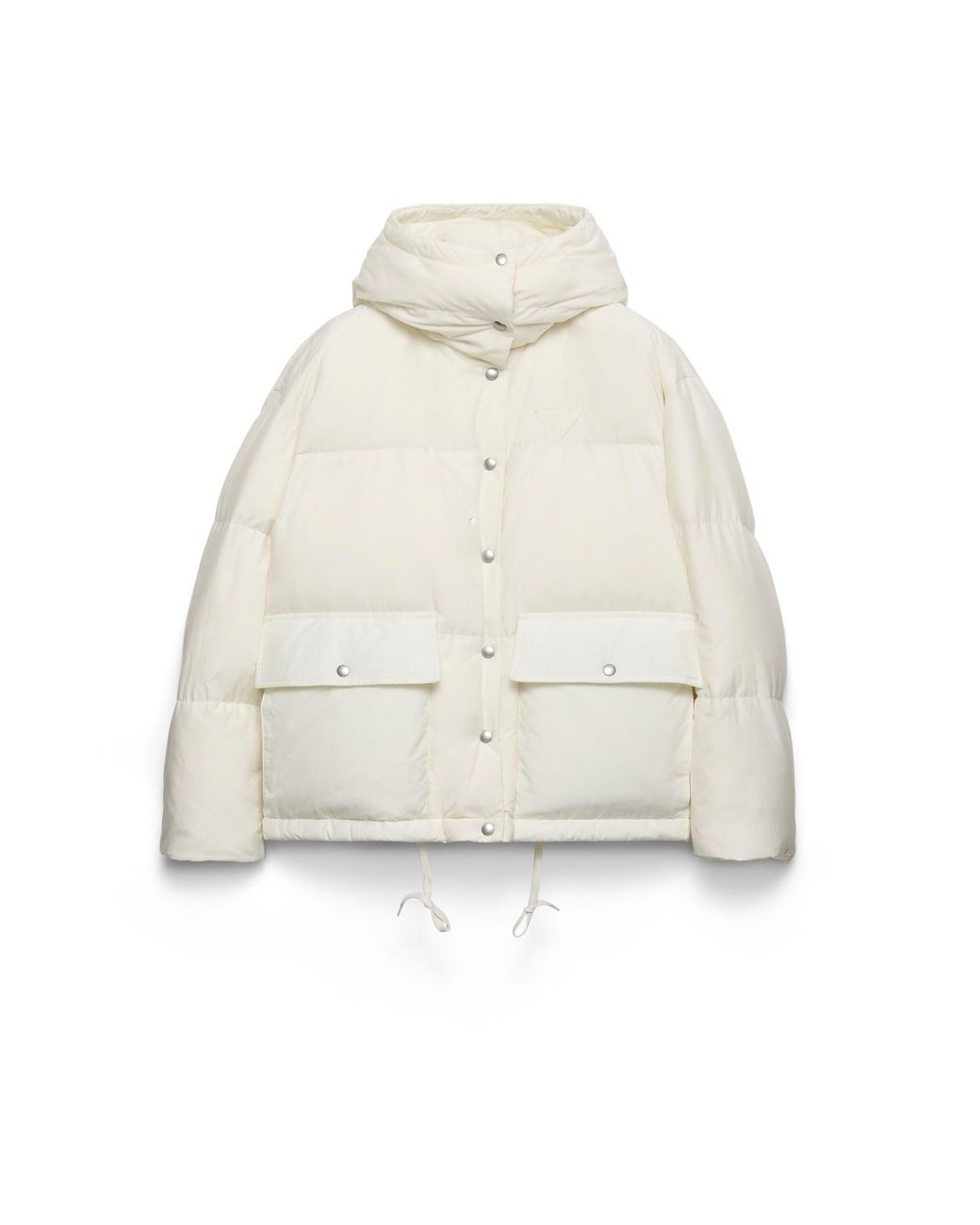 Prada White Medium-Weight Hooded Soft Fabric Down Jacket