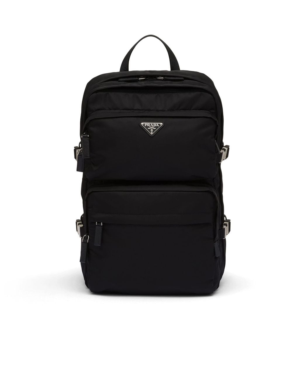Prada Black Re-nylon And Saffiano Leather Backpack for men