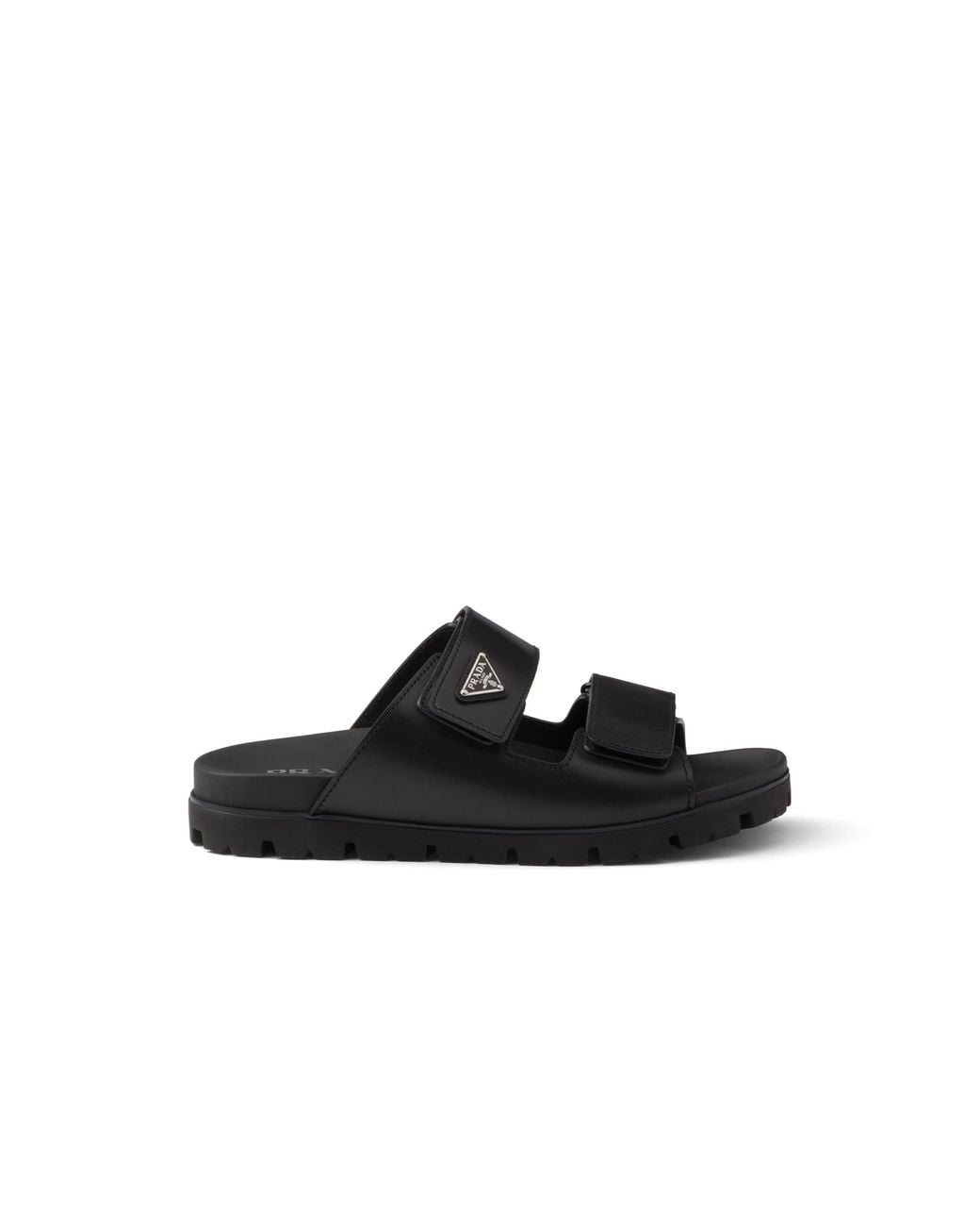 Prada Black Leather Strap Sandals, Size 5 for men