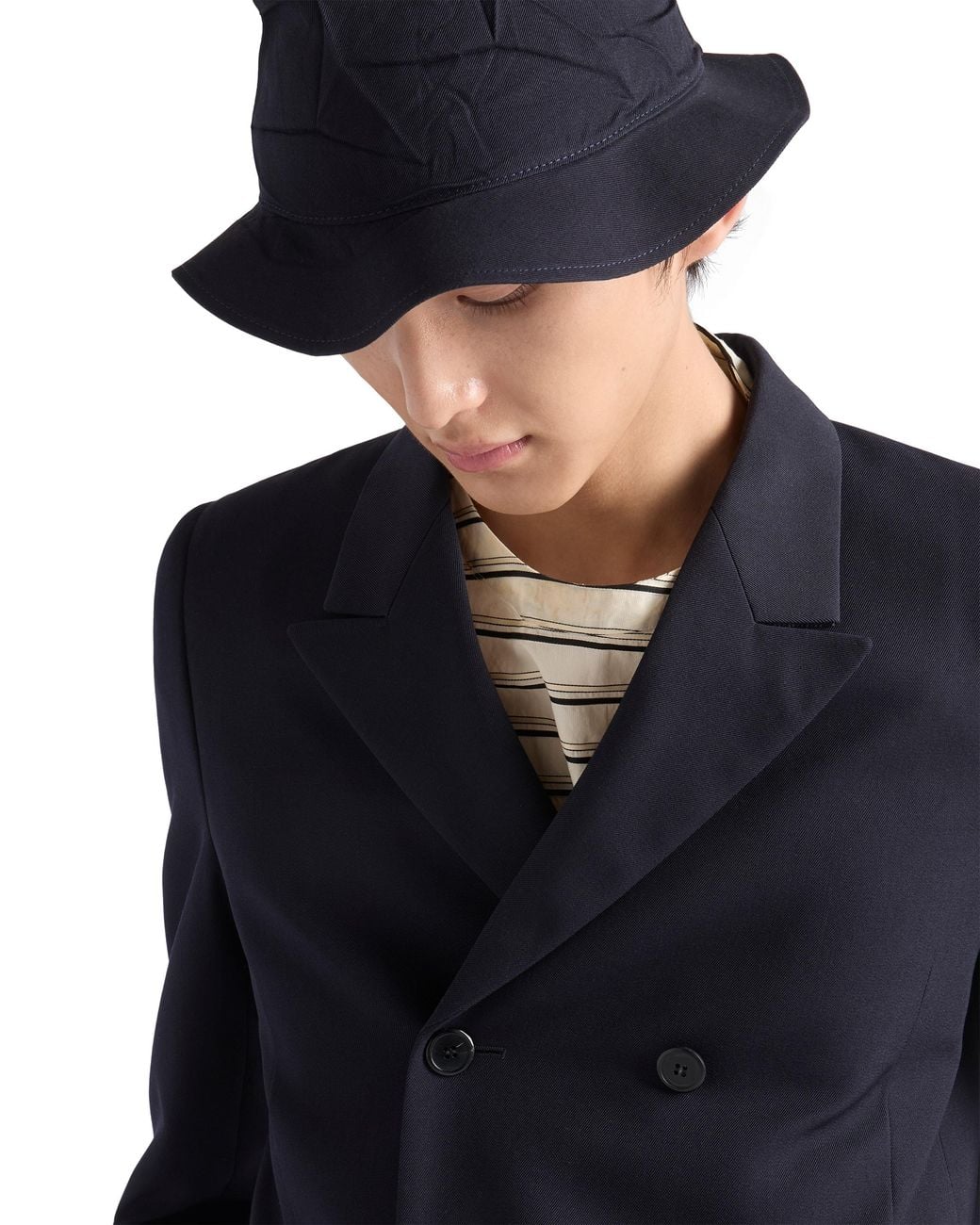 Prada Blue Double-Breasted Wool Jacket for men