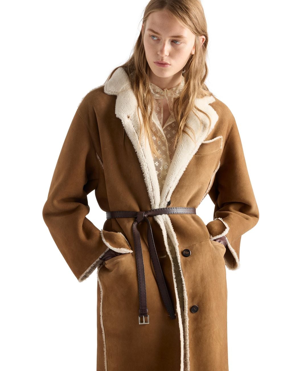 Prada Brown Shearling Coat