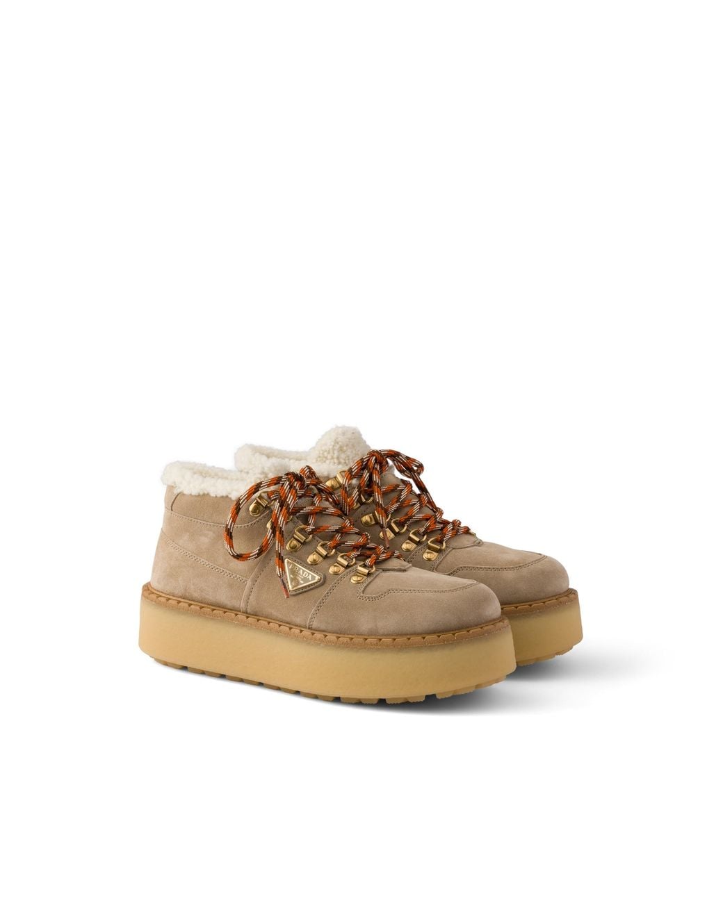 Prada Multicolor Shearling-Lined Suede Booties