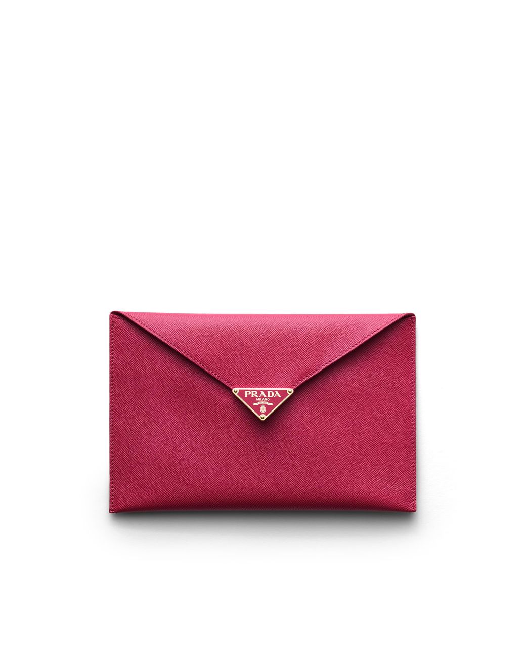 Prada Pink Saffiano Leather Envelope Clutch