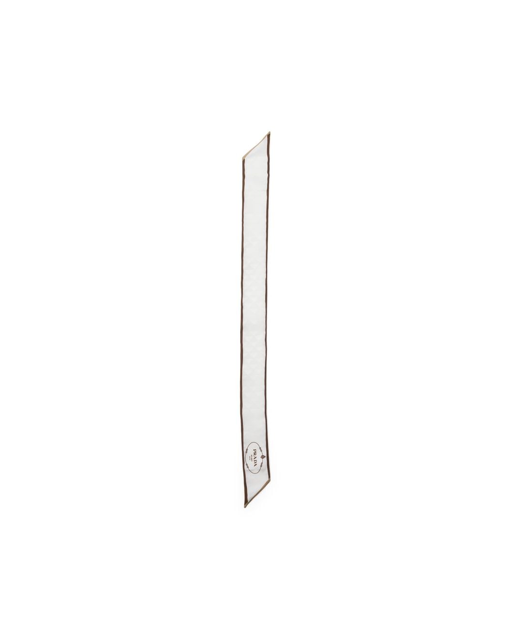 Prada White Printed Silk Twill Jacquard Skinny Scarf