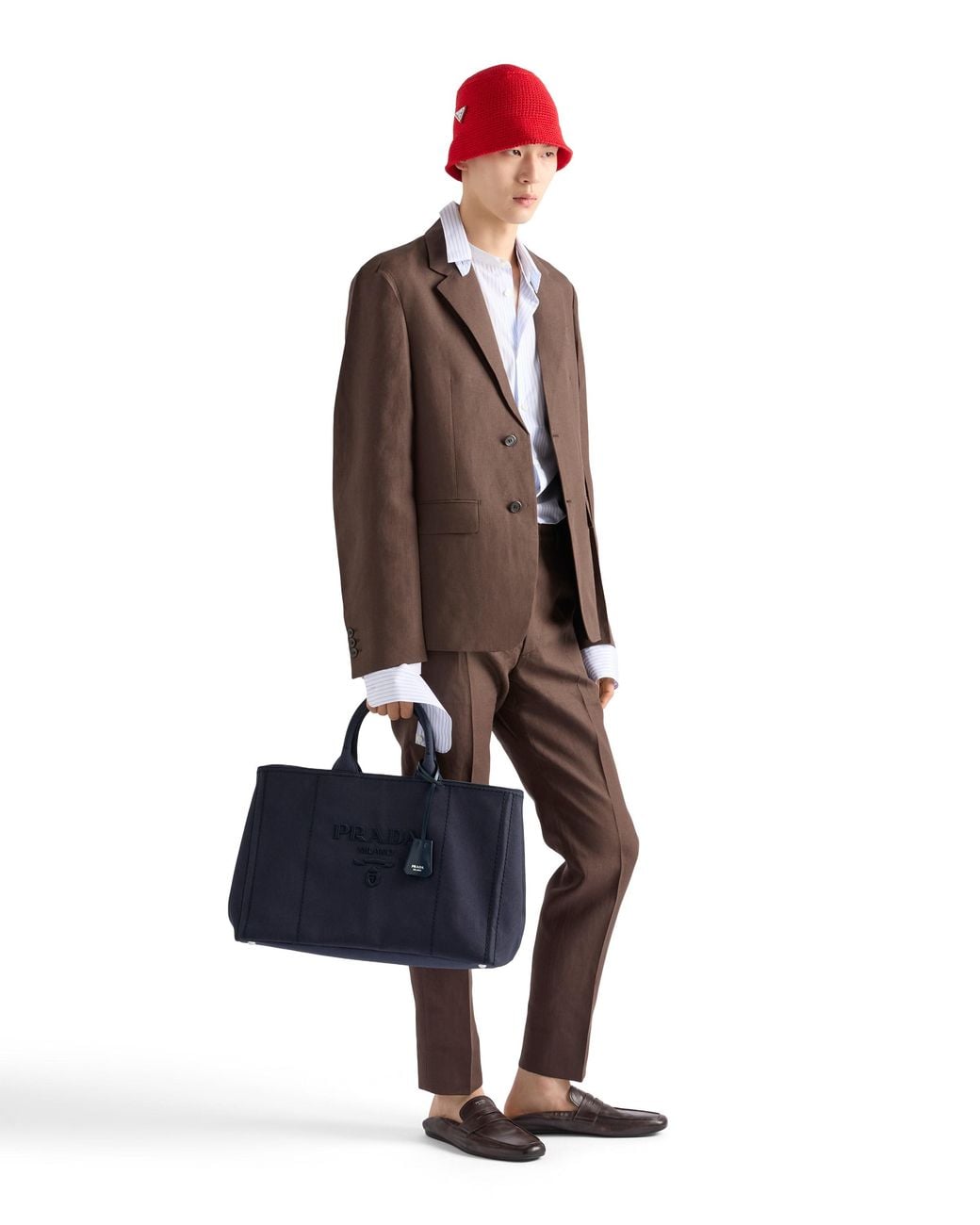 Prada Blue Jardinière Extra-Large Cotton Canvas Tote Bag for men